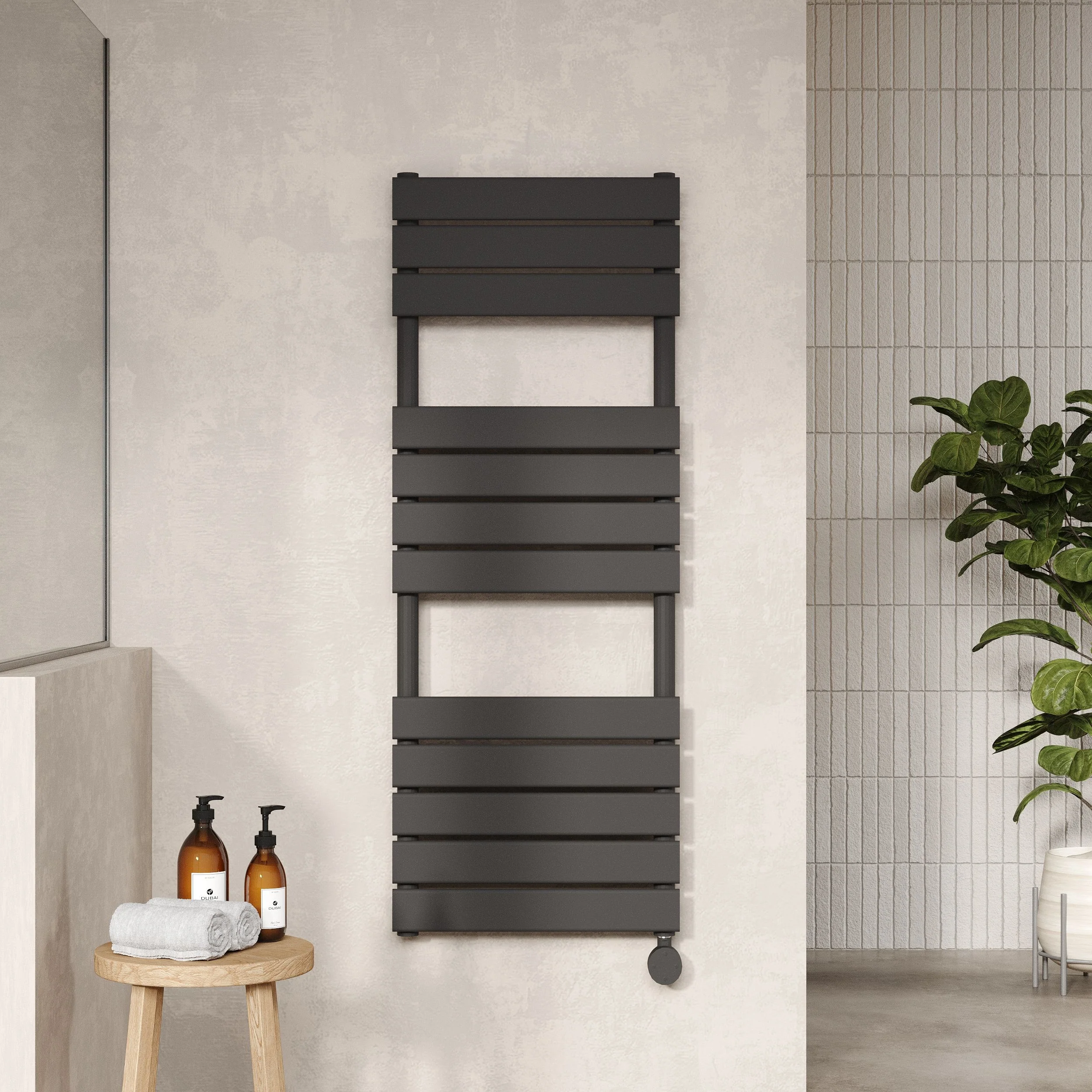 Square Flat Towel Radiator 1213x500 - Anthracite