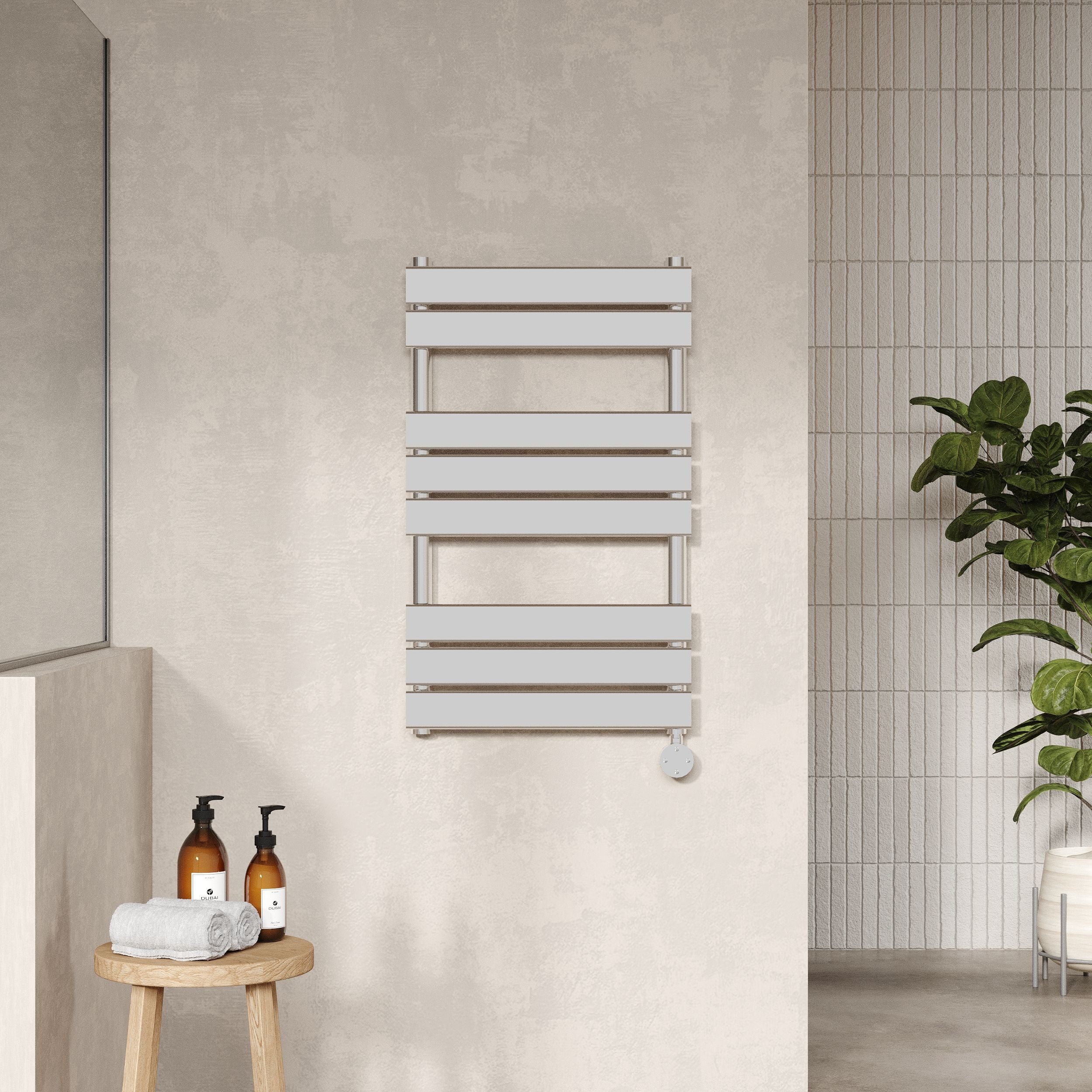Square Flat Towel Radiator 840x500 - Chrome