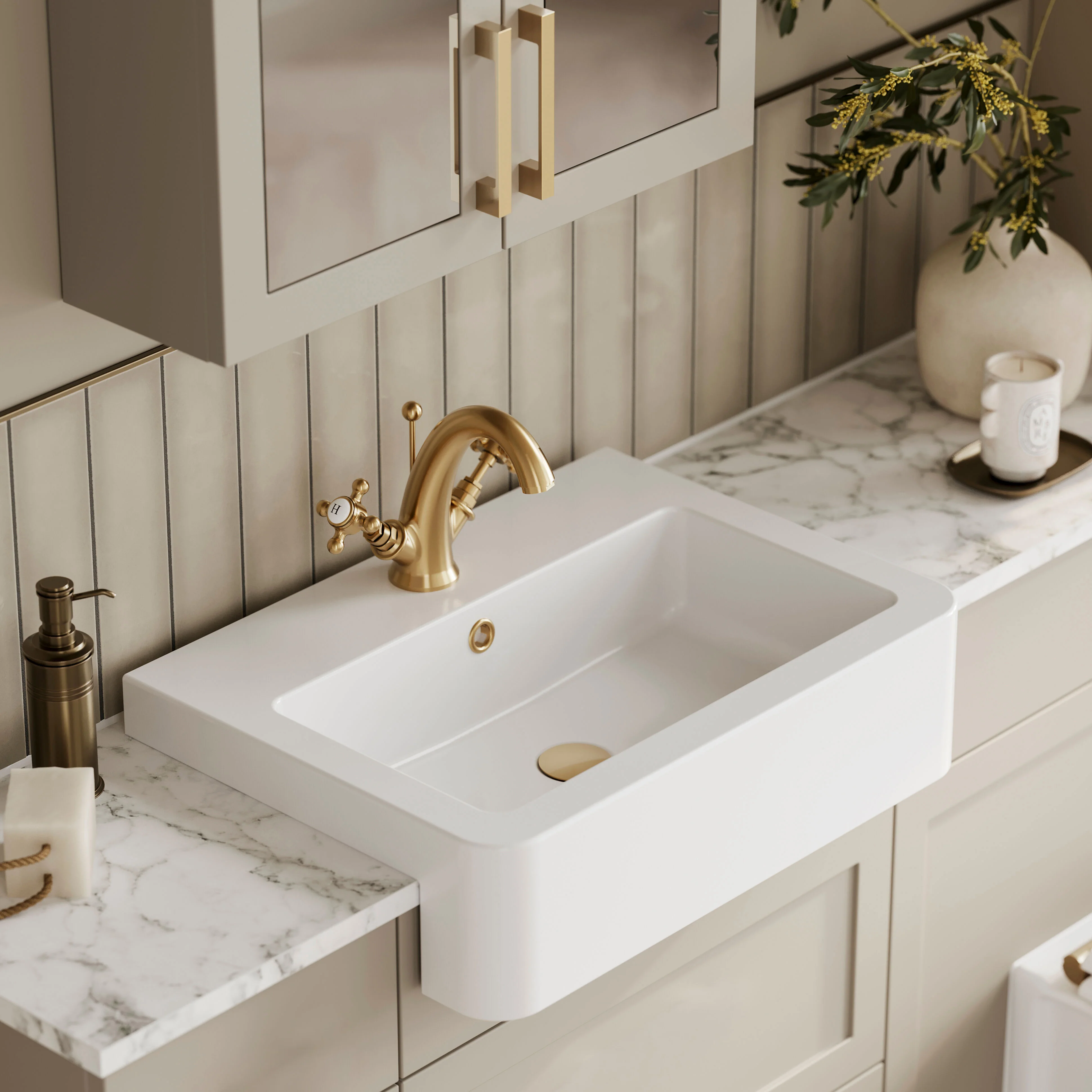 Square Semi Recessed Basin 570mm Wide