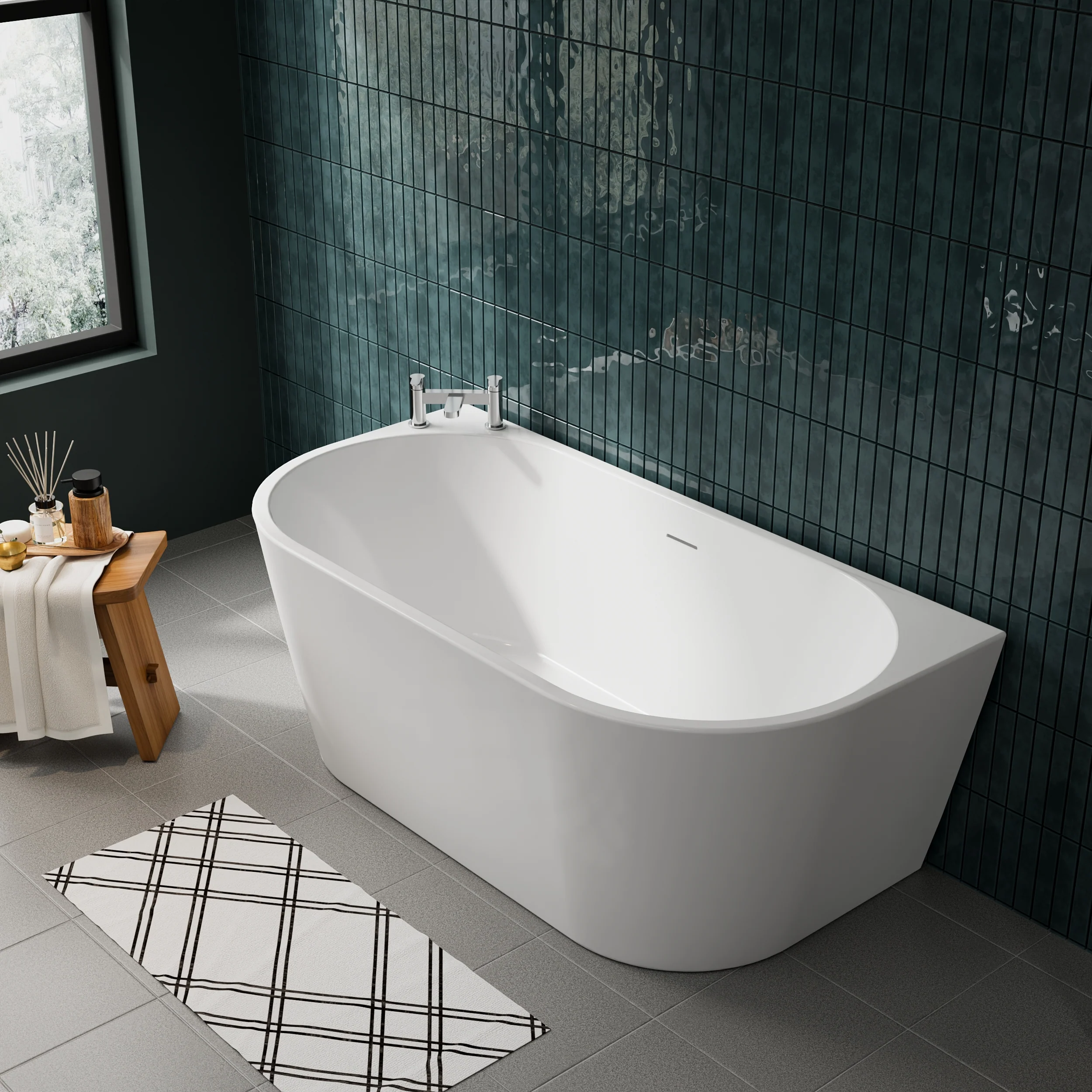 Stow 1500 Back To Wall SUPER DEEP Freestanding Bath