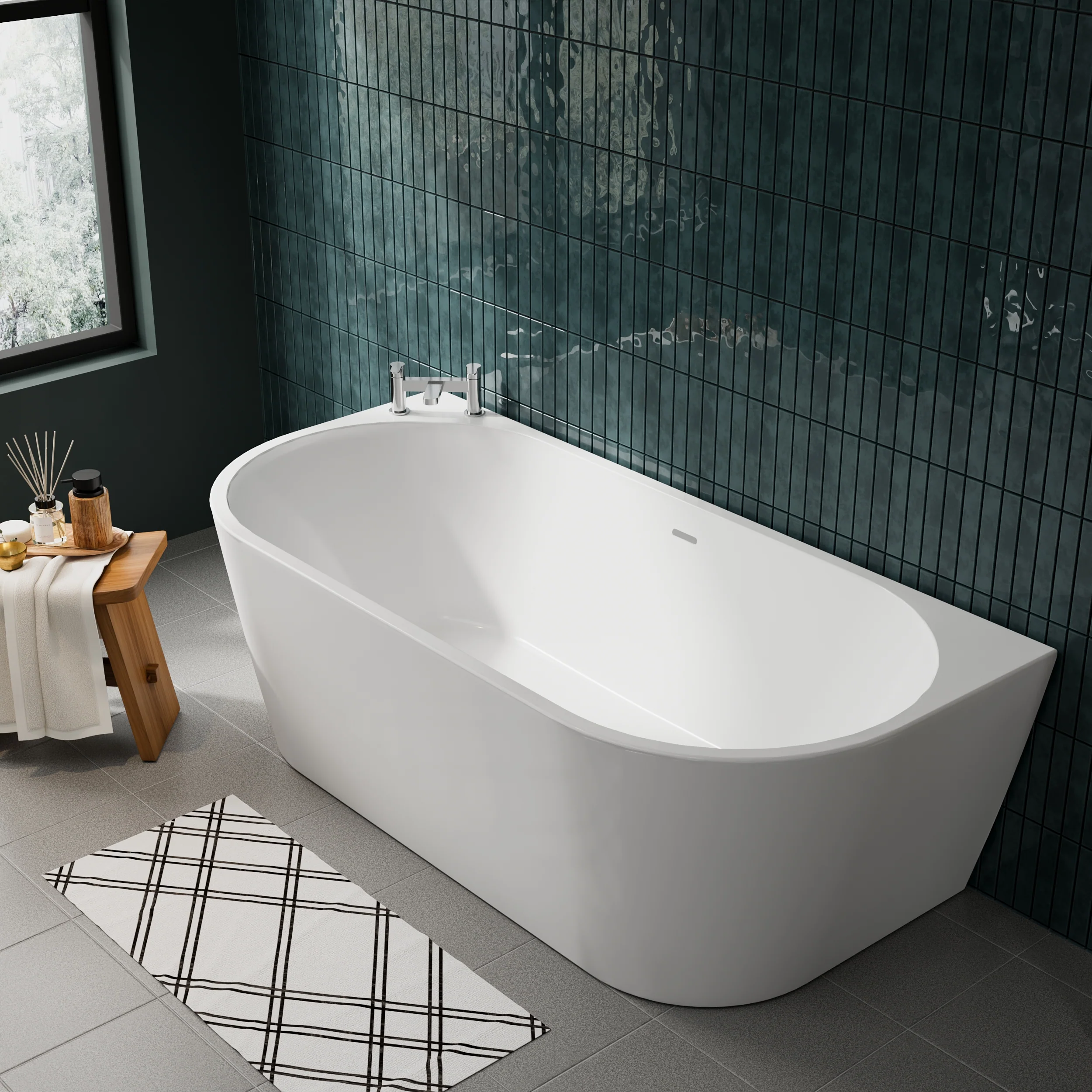 Stow 1700 Back To Wall SUPER DEEP Freestanding Bath