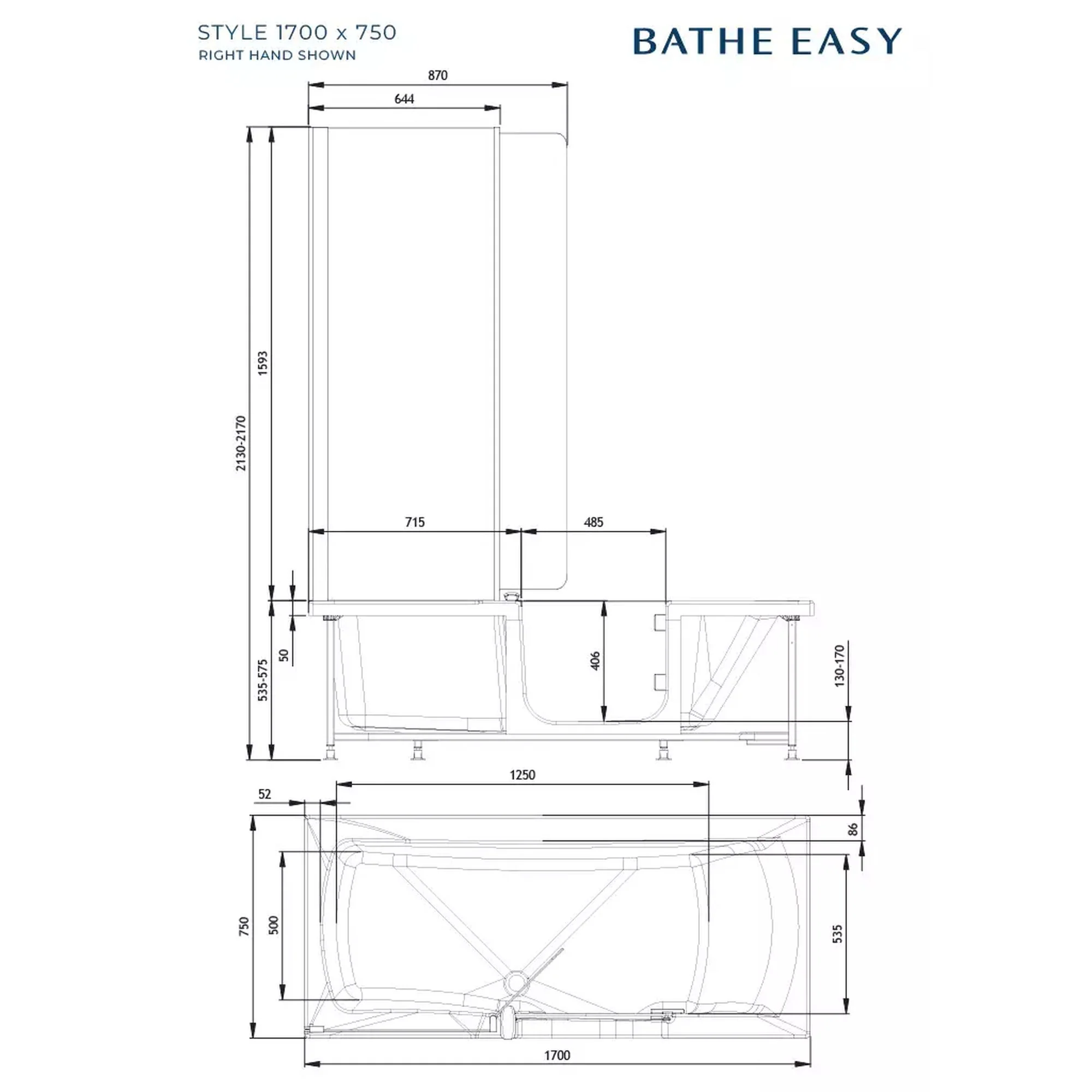 Trojan STYLE Walk-in Bath 1700 x 750 - Image 6