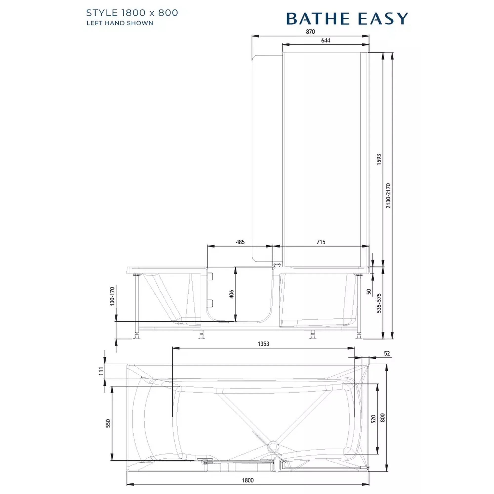 Trojan STYLE Walk-in Bath 1800 x 800 - Image 7