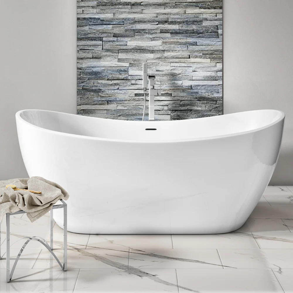 Synergy Bolsena Modern Double Ended Freestanding Bath 1600mm - White