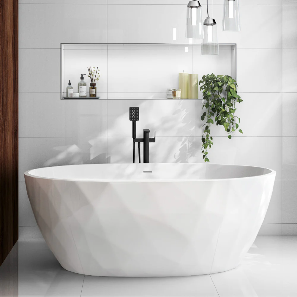 Synergy Cincelado Crystal Freestanding Bath 1700mm - Gloss White