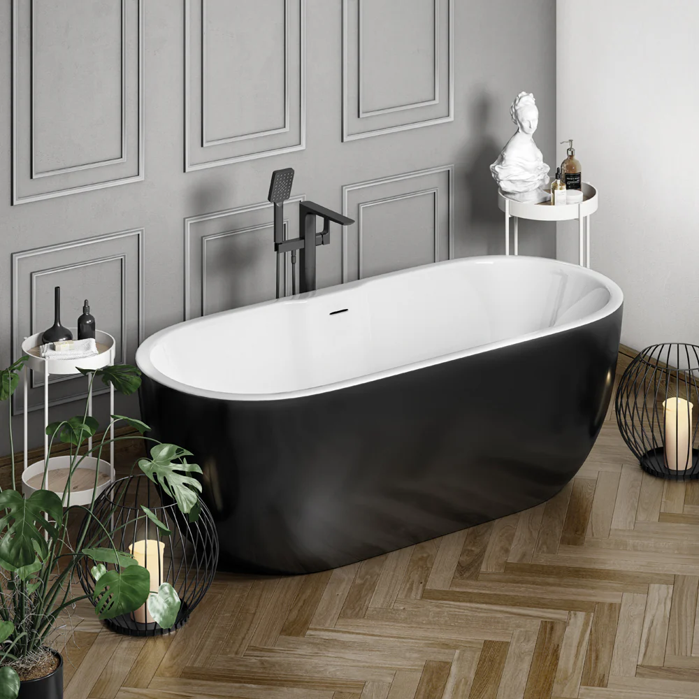 Synergy San Marlo Black Double Ended Bath 1655mm - Black
