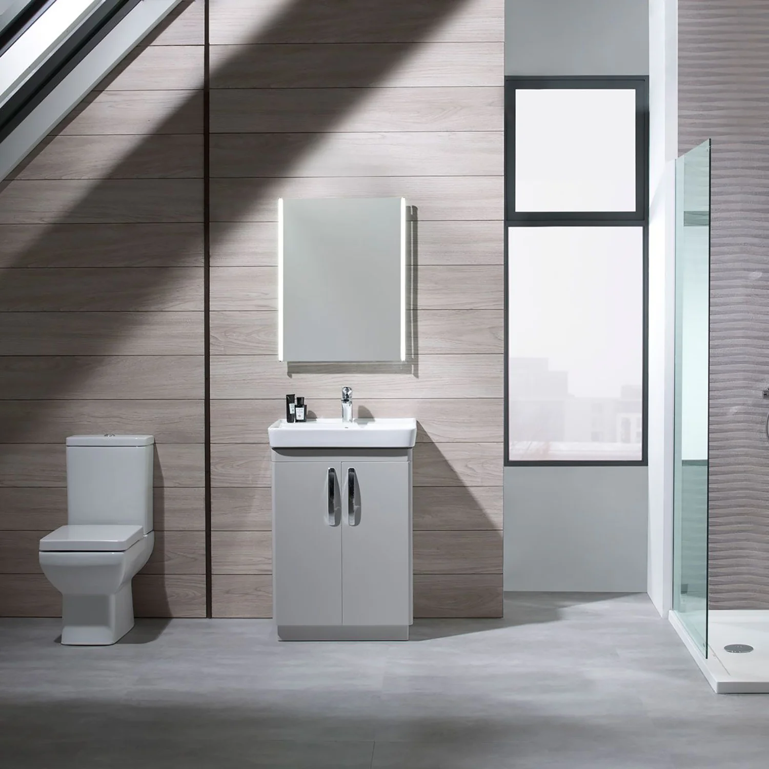 Tavistock Compass 600mm Vanity Unit & Basin - Light Grey Gloss - Image 2