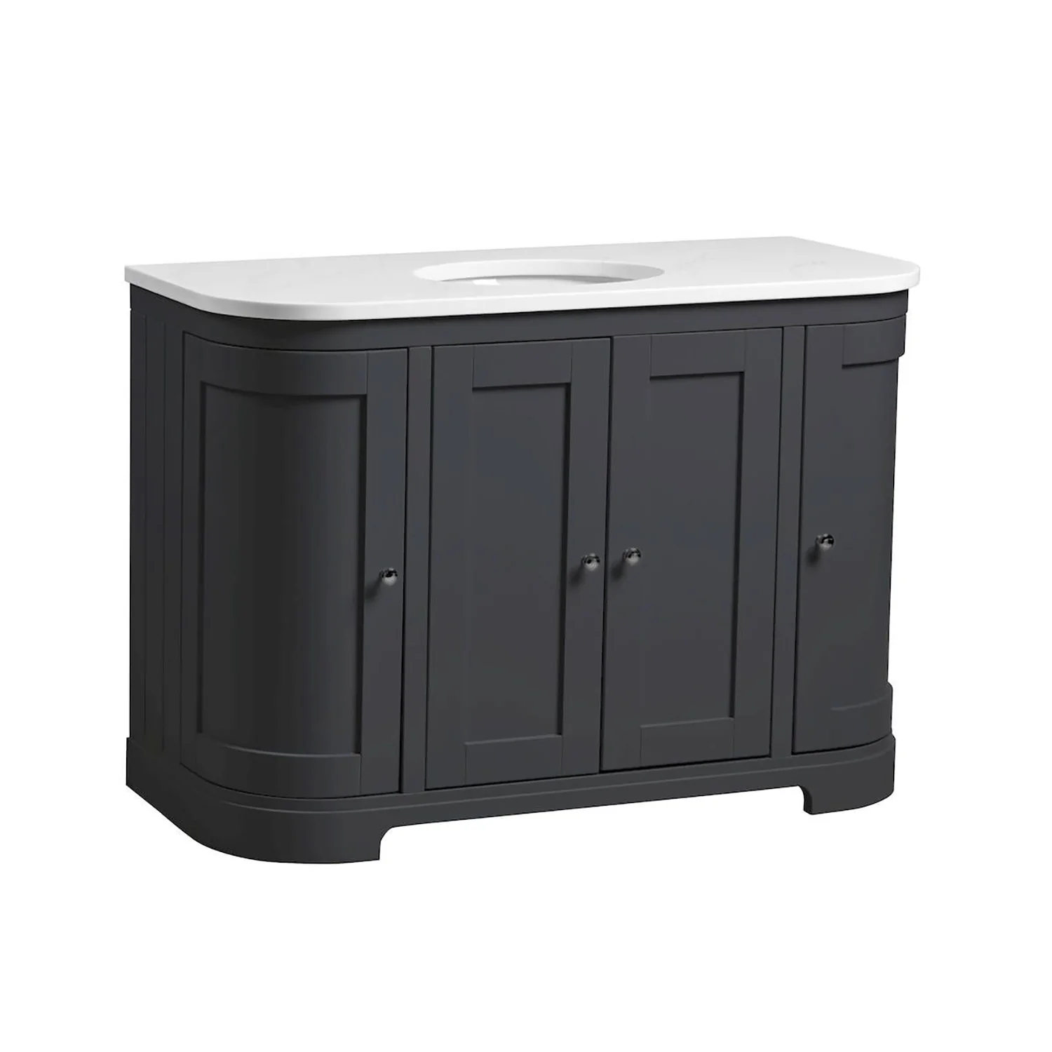 Tavistock Lansdown 1200mm Curved Vanity Unit with Arctic White Worktop & Undermount Basin - Dark Grey