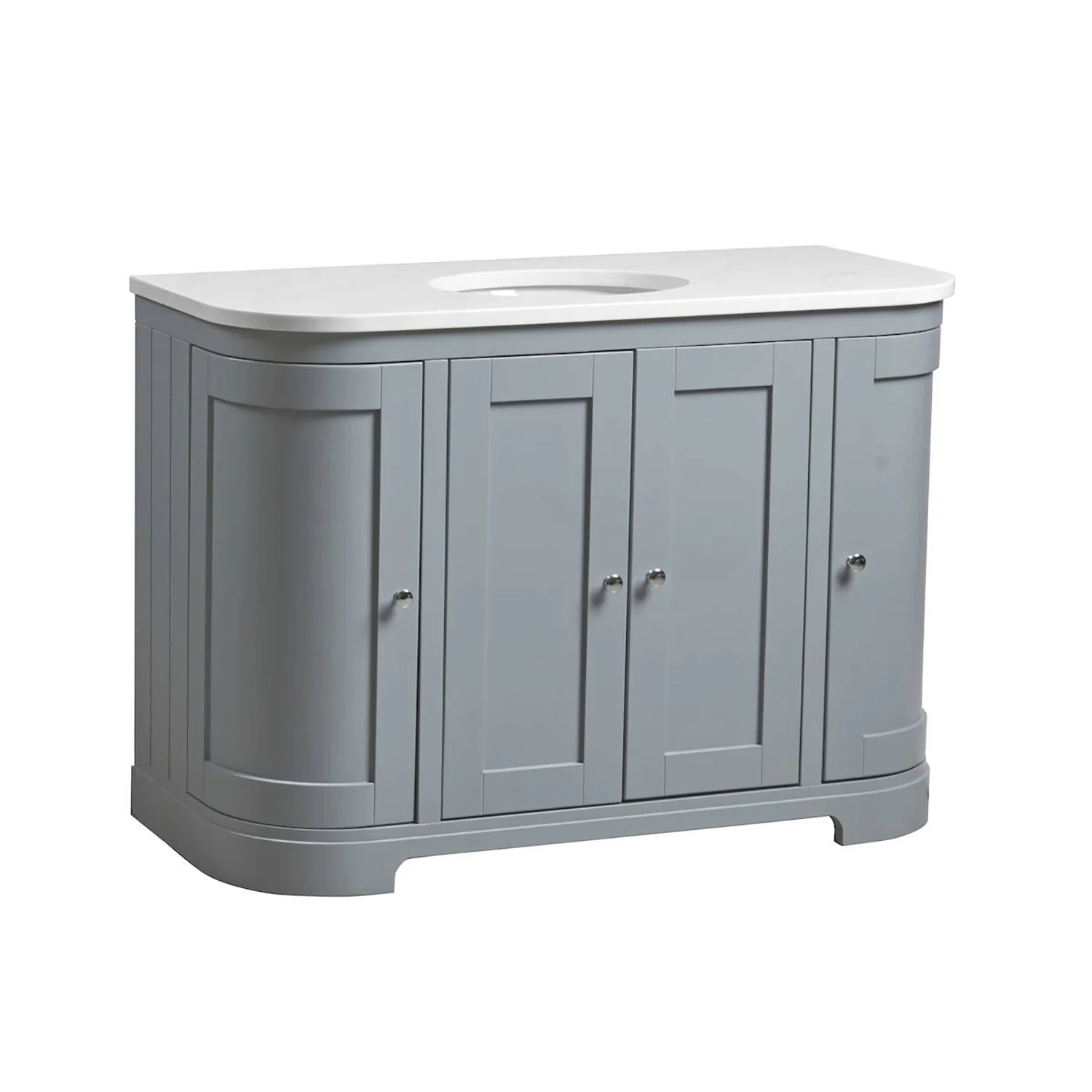 Tavistock Lansdown 1200mm Curved Vanity Unit with Carrara Marble Worktop & Undermount Basin - Mineral Blue