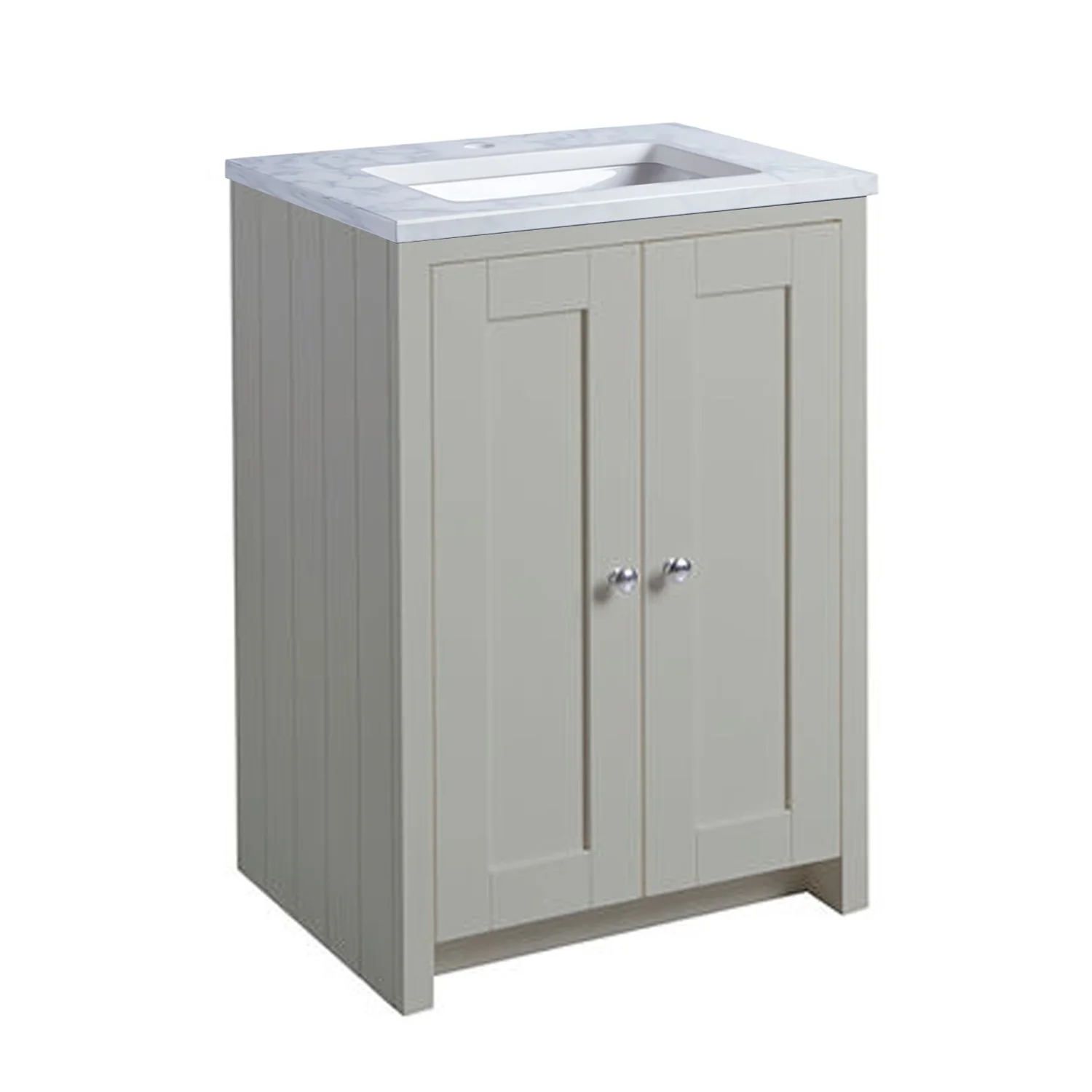 Tavistock Lansdown 600mm Vanity Unit with Carrara Marble Worktop & Undermount Basin - Pebble Grey