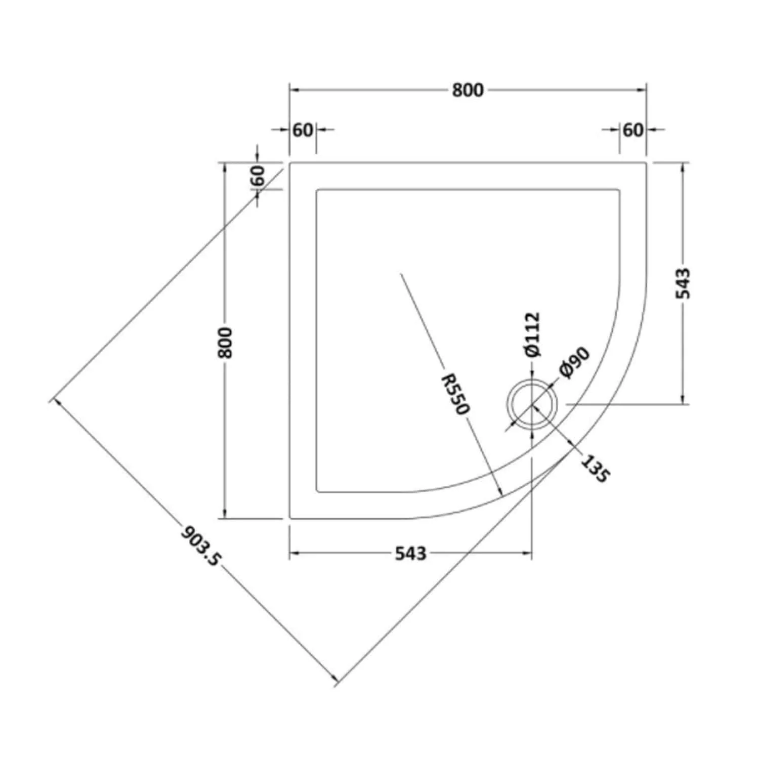 Teramo 6mm Glass 800 x 800 2-Door Quadrant Shower Enclosure with Stone Tray Pack - Image 8