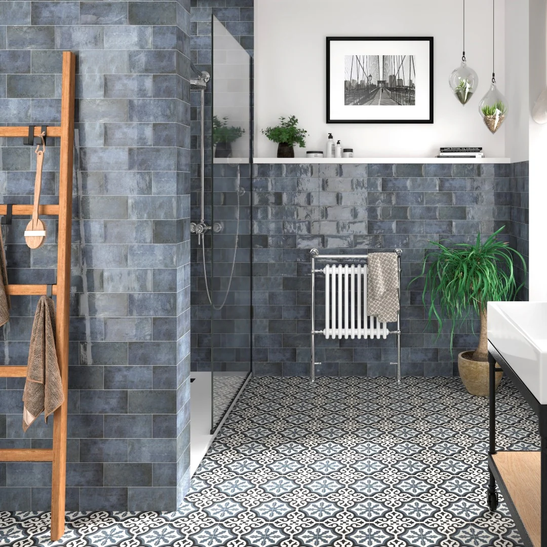 Tetra Black/Blue Matt Porcelain Square Tile - Image 5