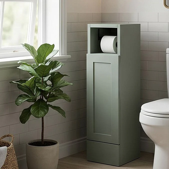 Thaxton Floor Standing 200mm Toilet Roll Unit (235 Compact Depth) - Fern Green