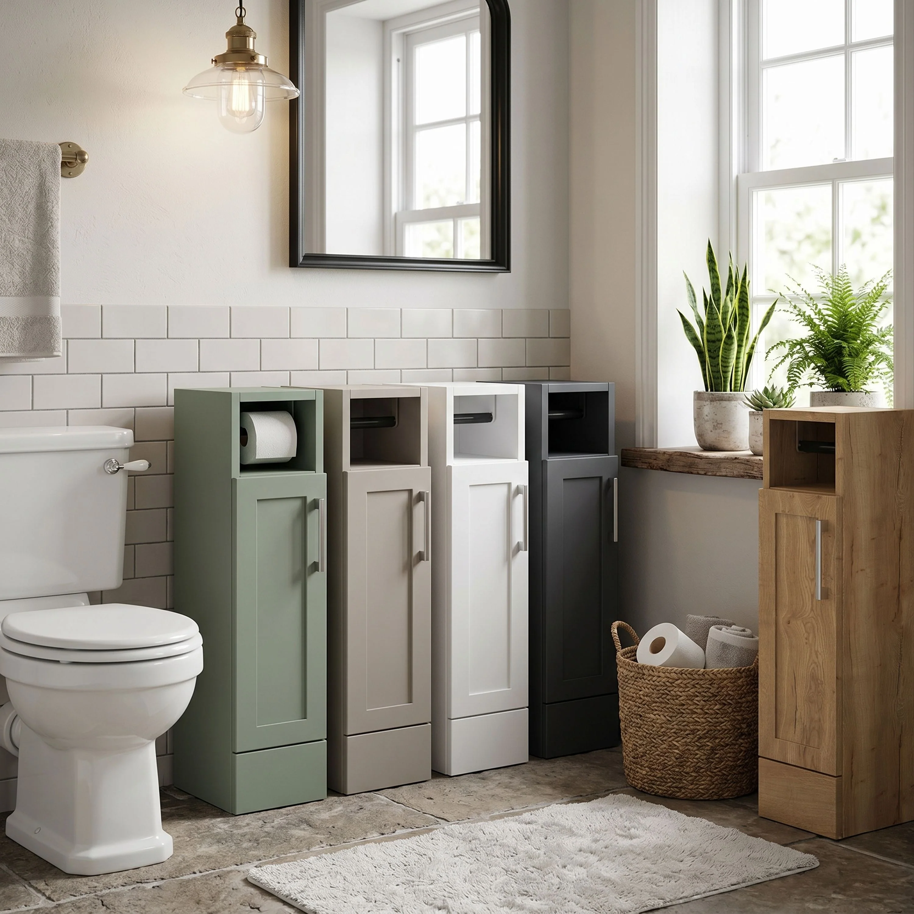 Thaxton Floor Standing 200mm Toilet Roll Unit (235 Compact Depth) - Fern Green - Image 5