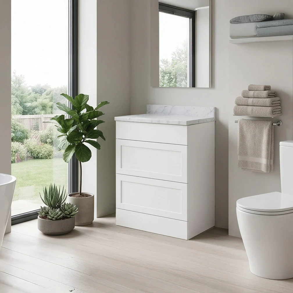 Thaxton Floor Standing 600mm 2-Drawer Unit (335 Depth) - Matt White
