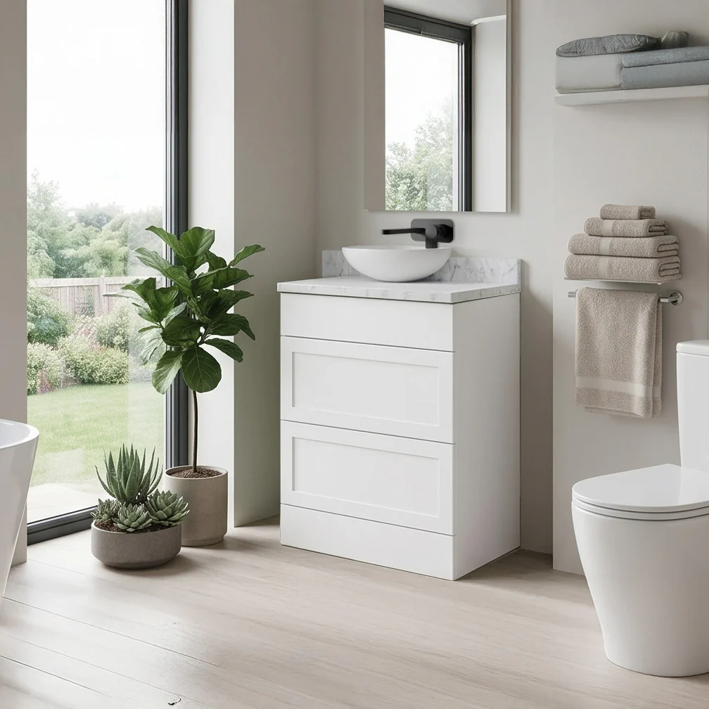 Thaxton Floor Standing 600mm 2-Drawer Unit (335 Depth) - Matt White - Image 2