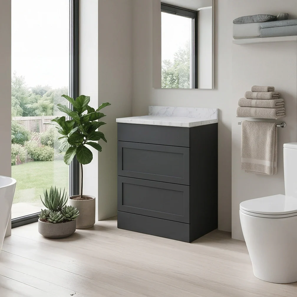 Thaxton Floor Standing 600mm 2-Drawer Unit (335 Depth) - Soft Black