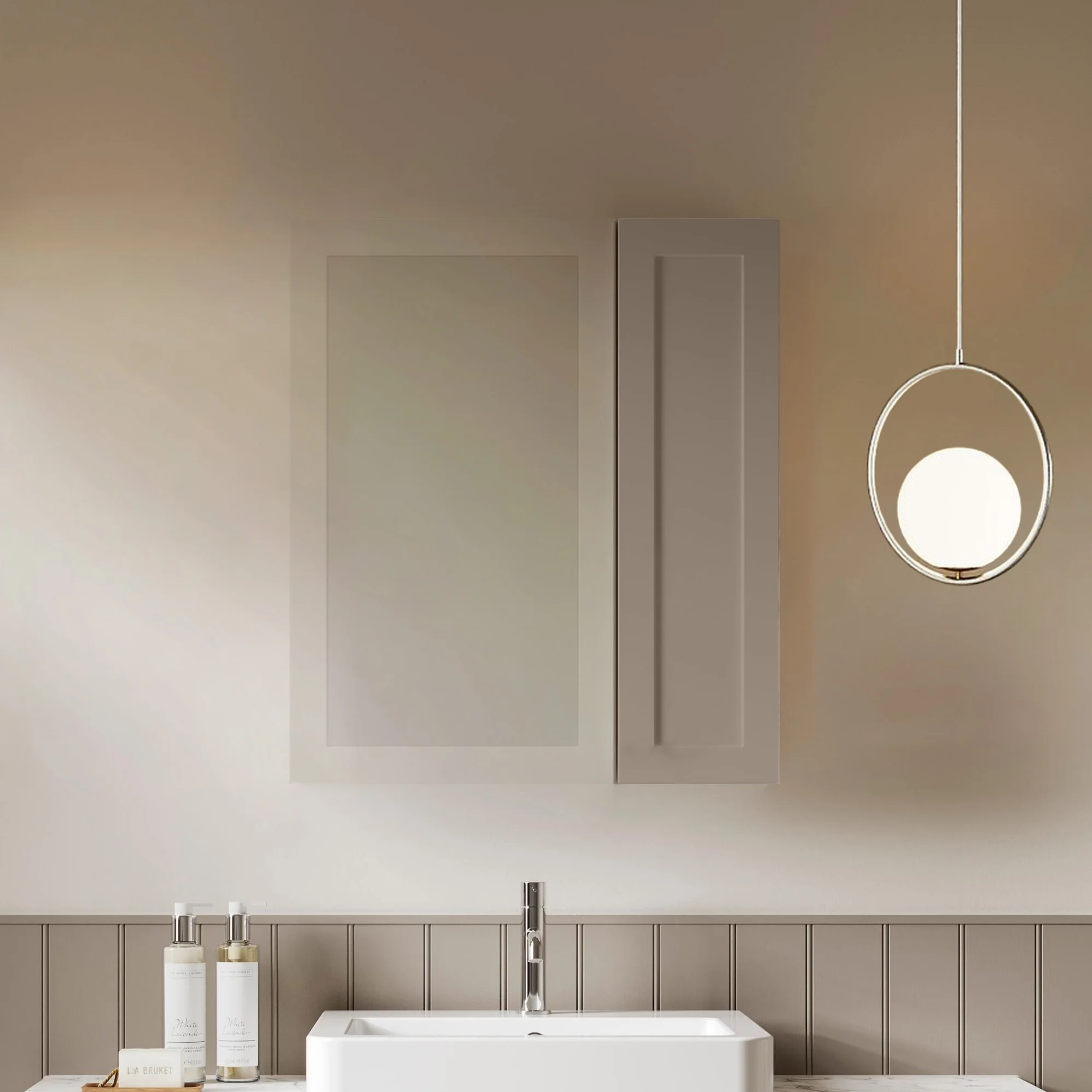 Thaxton Wall Hung 200mm 1-Door Wall Cabinet (180 Depth) - Pebble Grey