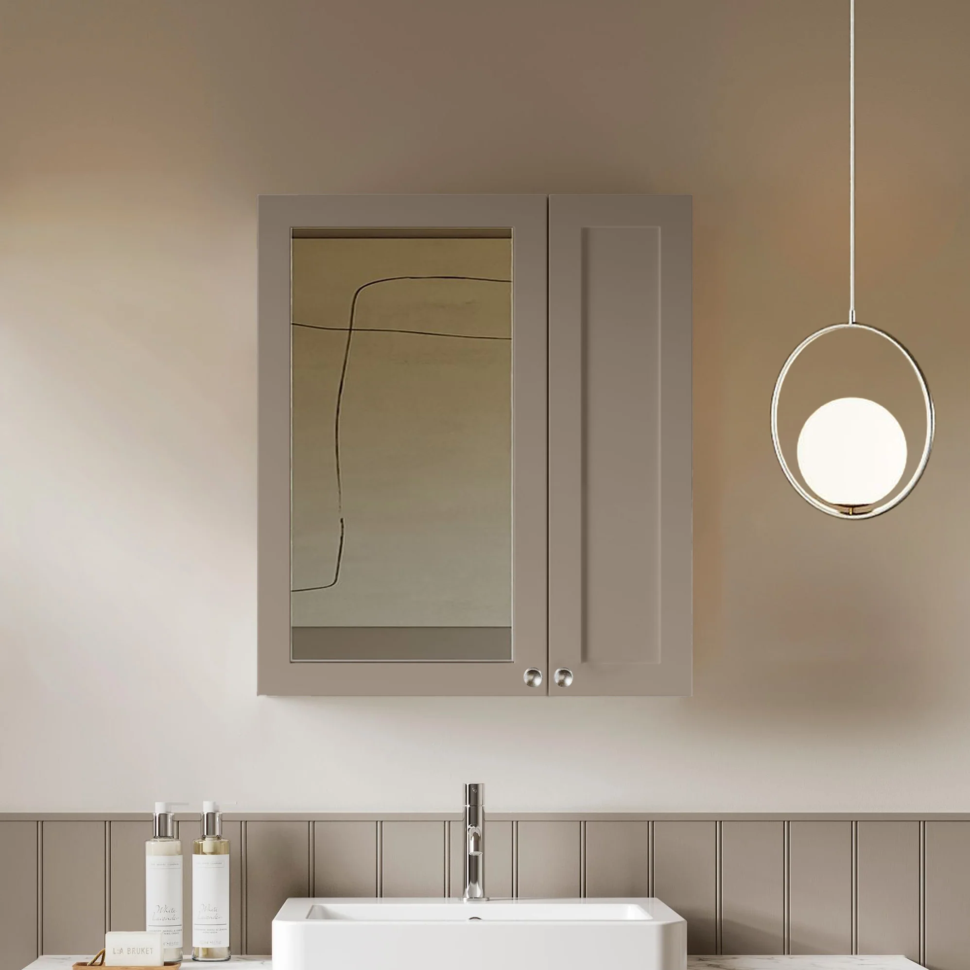 Thaxton Wall Hung 200mm 1-Door Wall Cabinet (180 Depth) - Pebble Grey - Image 5