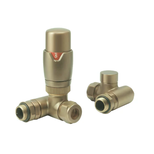 Thermostatic Dual Fuel Radiator Valve for Elements | Corner - Brushed Brass