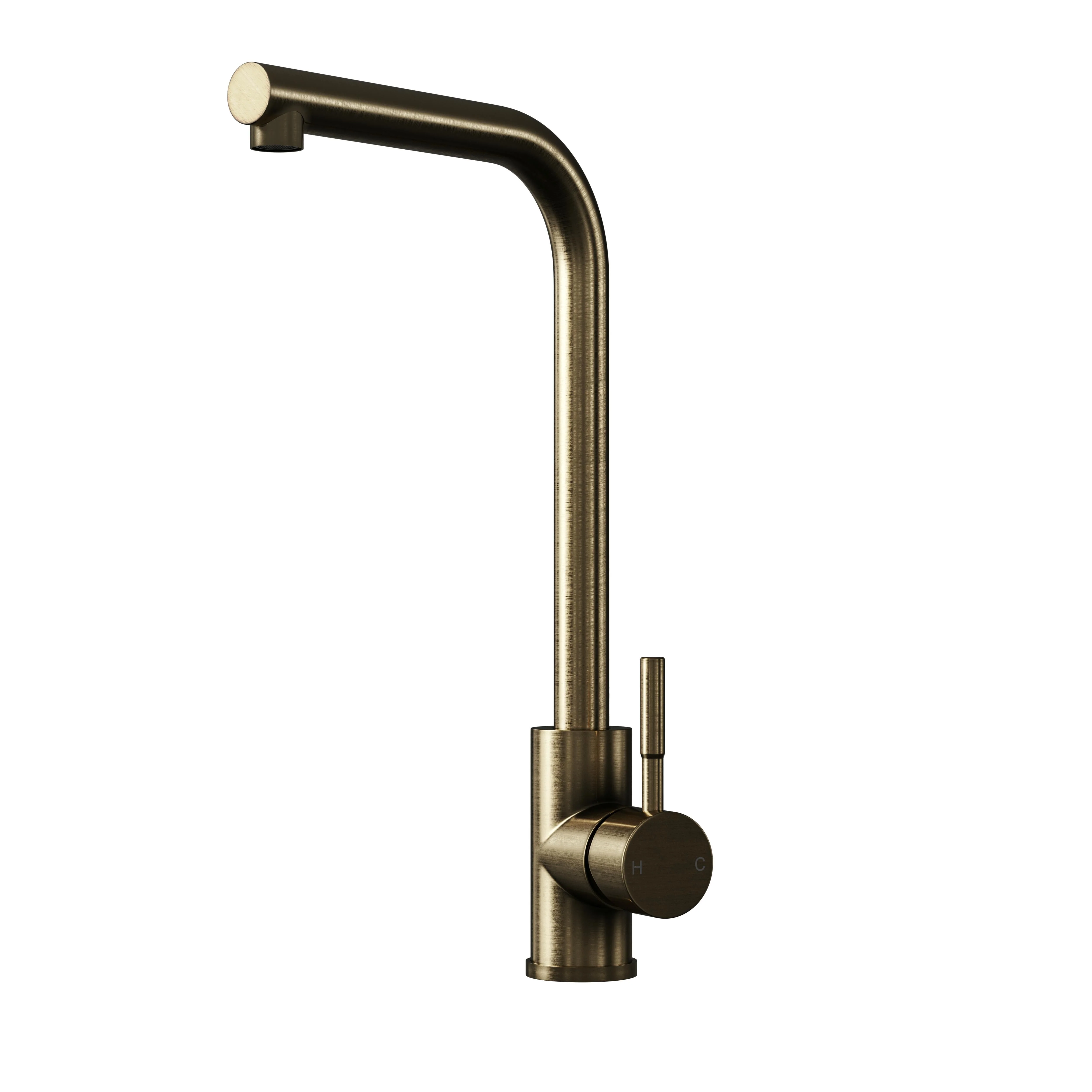 Top Fix Antique Brass L-Neck Kitchen Tap