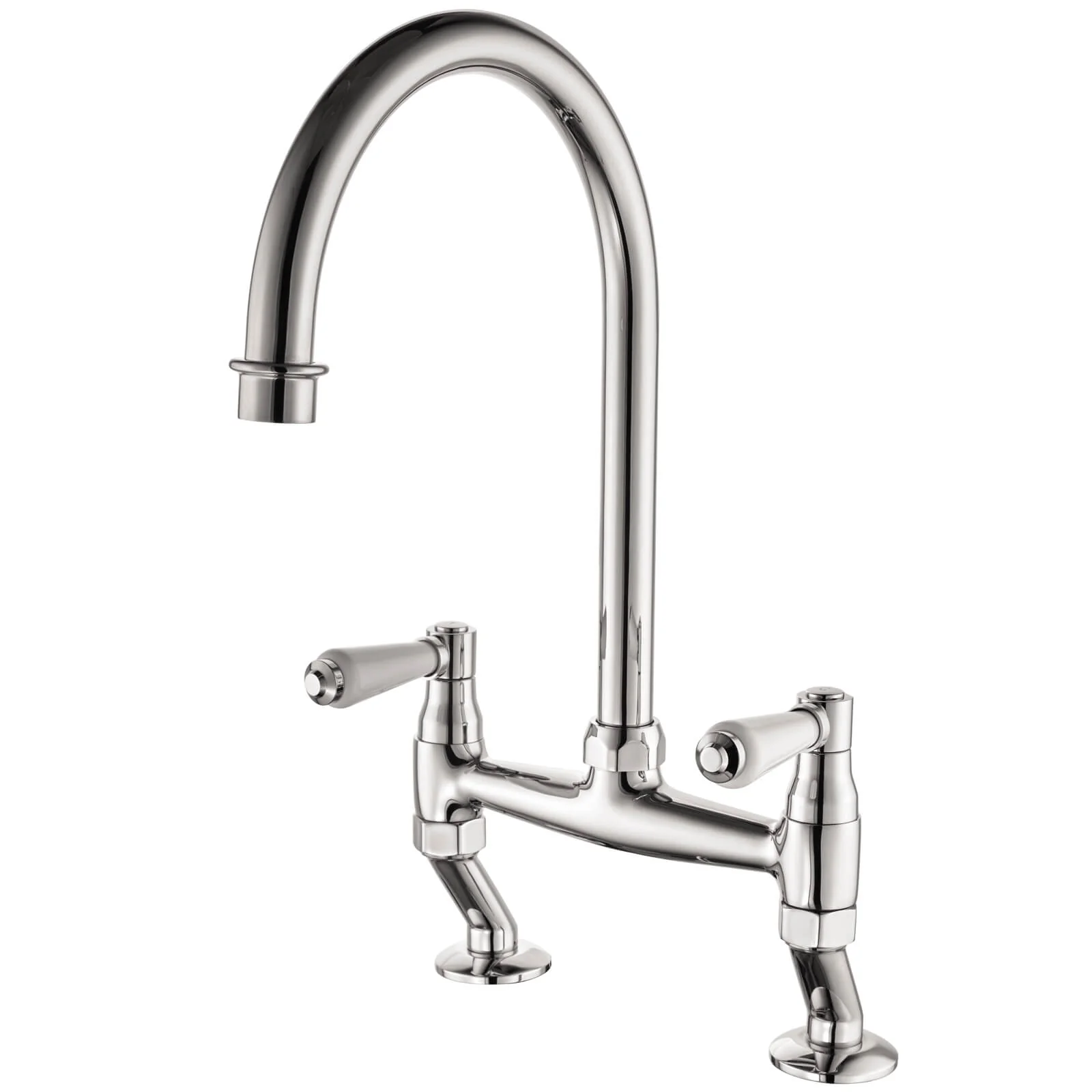 Tre Mercati Bridge Mixer Sink Tap Chrome Kitchen 2 Hole Lever Modern Faucet
