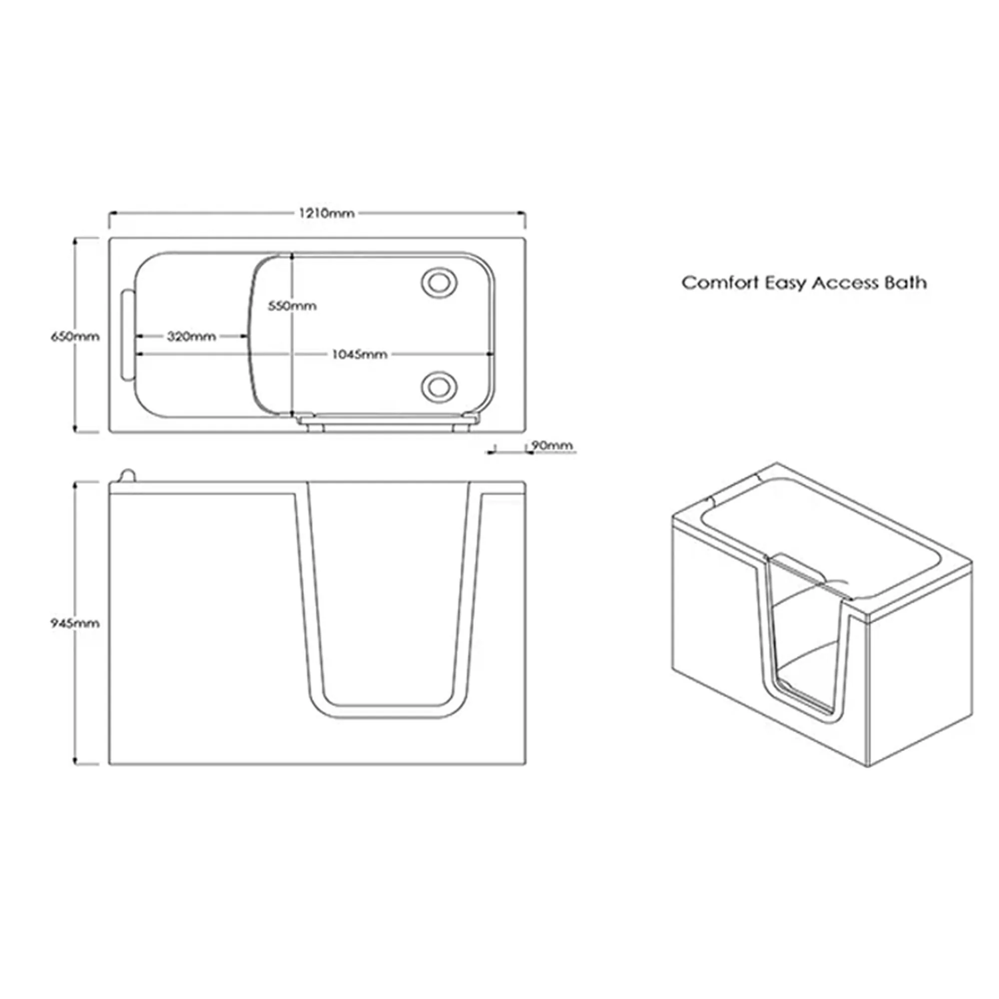 Trojan COMFORT Deep Soak Walk-in Baths 1210 x 650 - Image 6