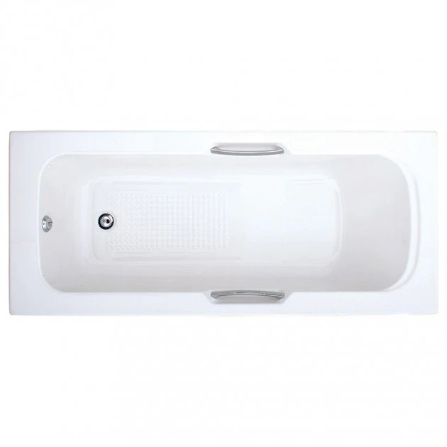 Trojan Granada Rectangular Single Ended Bath with Twin Grips 1600mm x 700mm 5mm - 0 Tap Hole