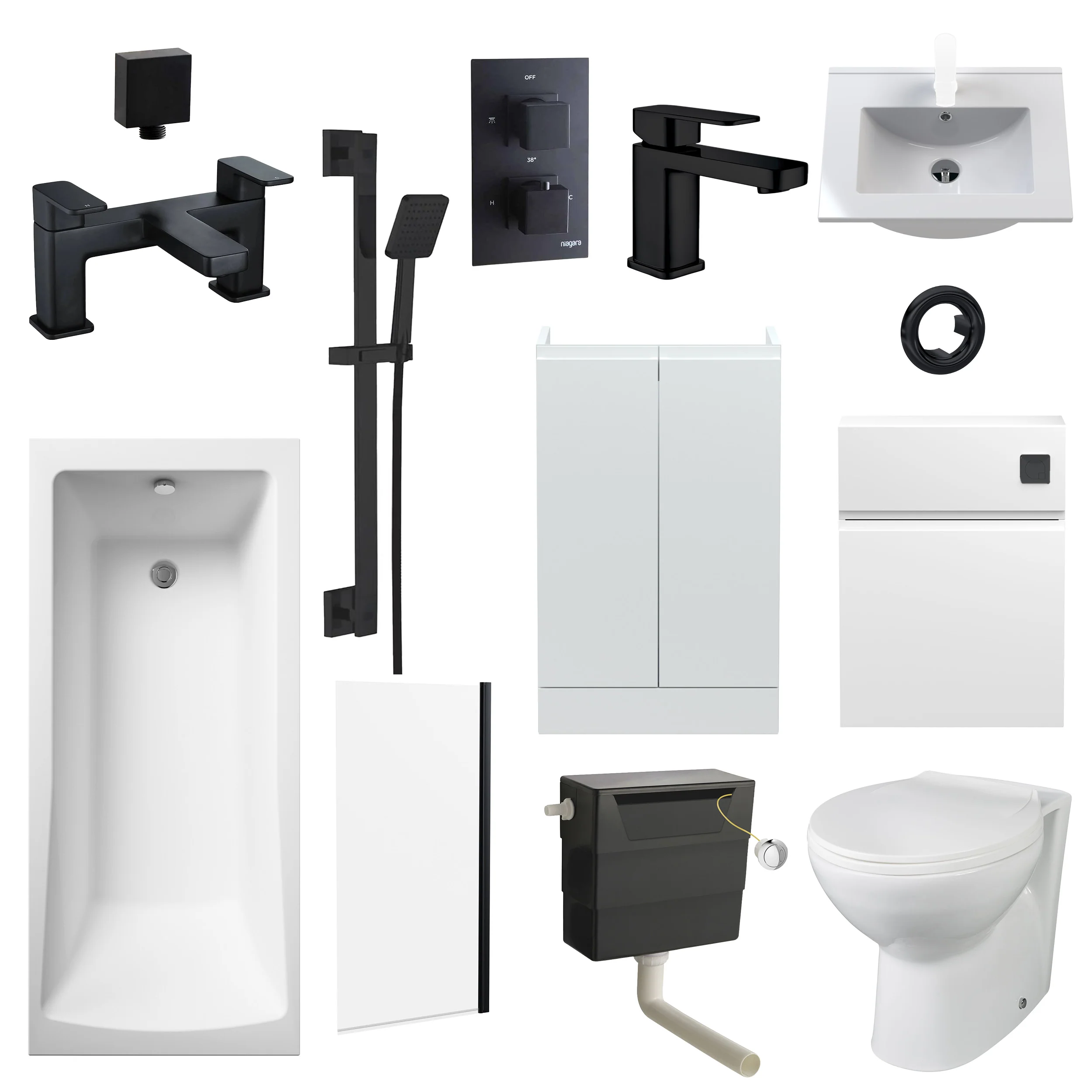 Urban Combination PORTO Shower Suites with 500mm Satin White Vanity Unit