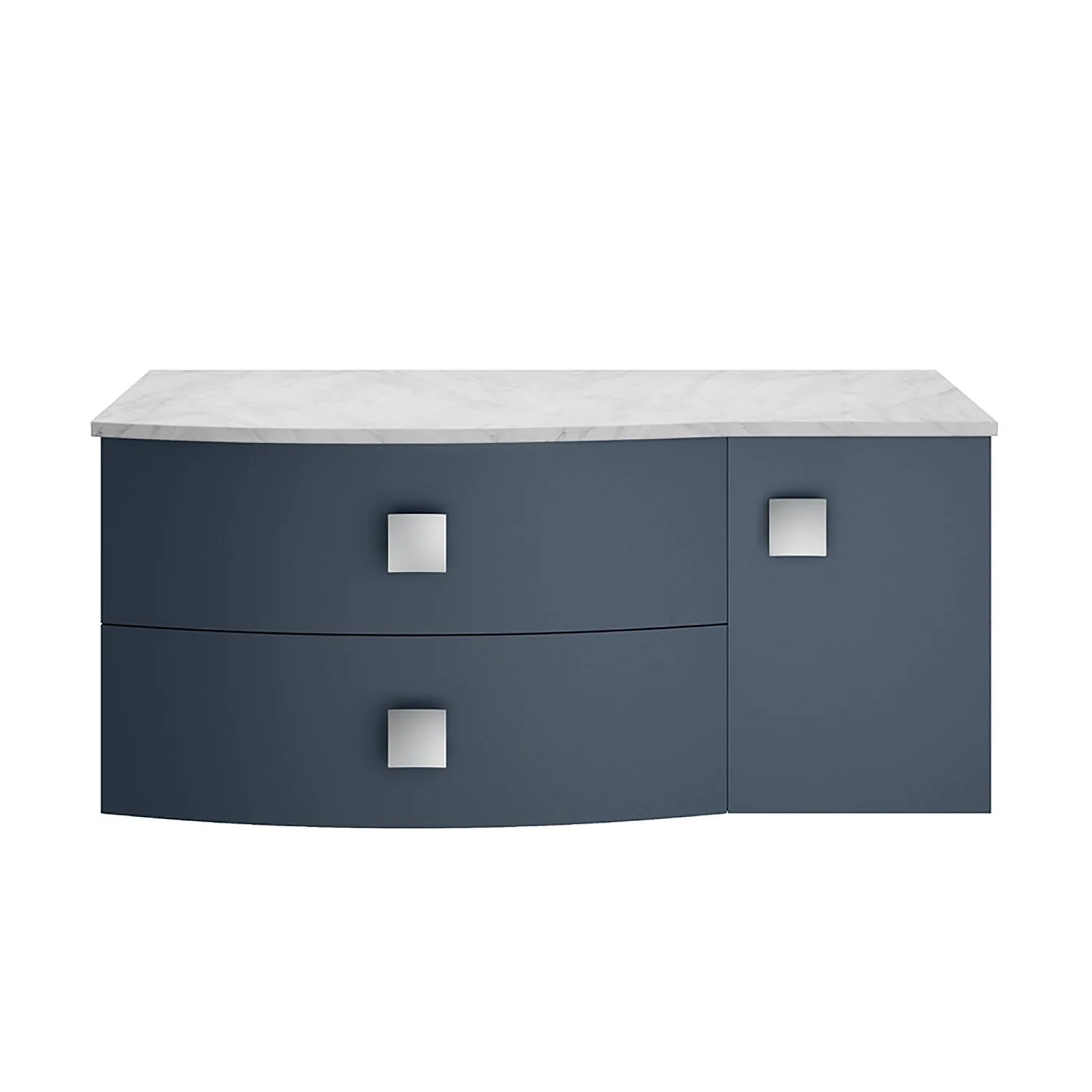 Sarenna Wall Hung 1000mm Countertop Vanity Unit with Grey Marble Top - Mineral Blue