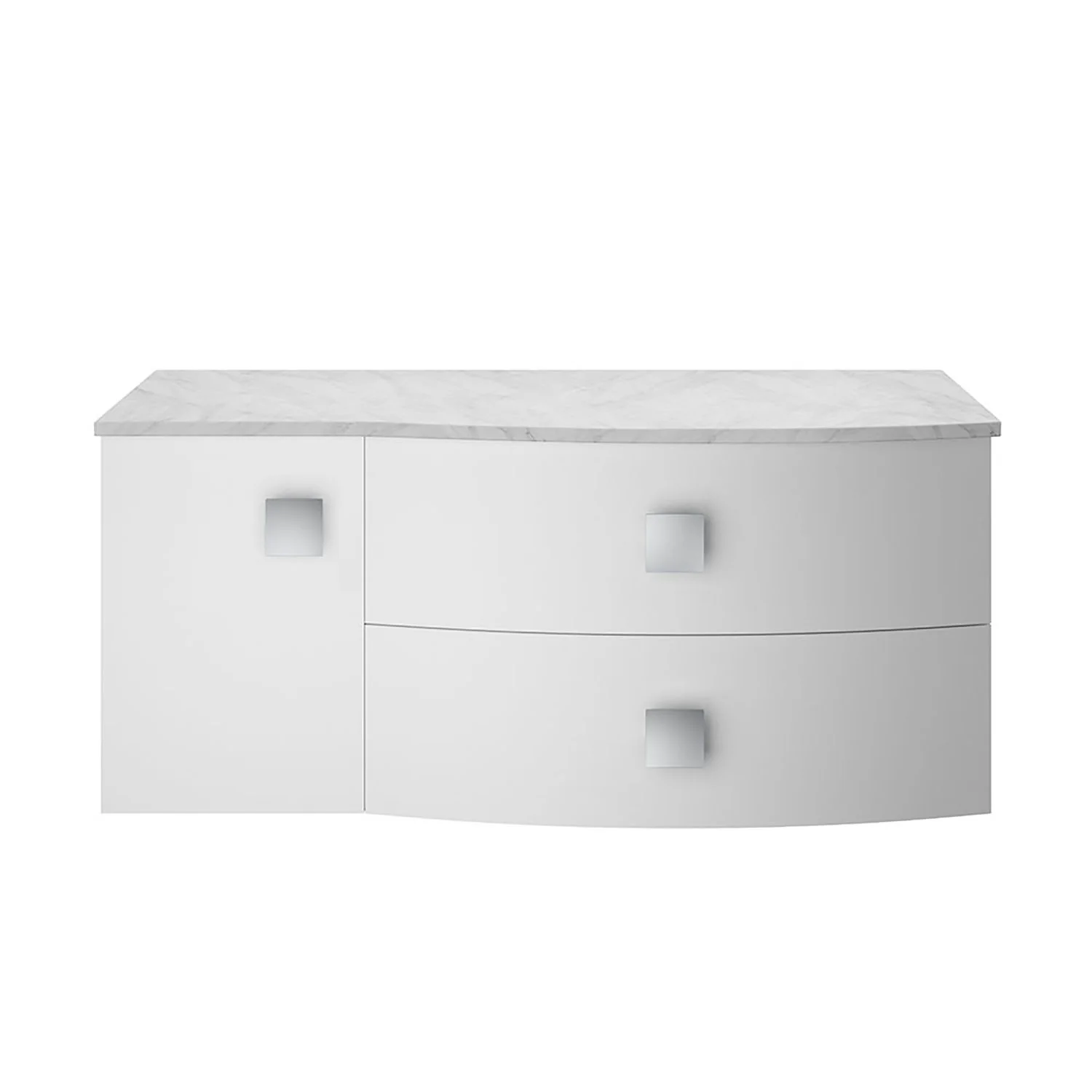 Sarenna Wall Hung 1000mm Countertop Vanity Unit with Grey Marble Top - White - Image 2