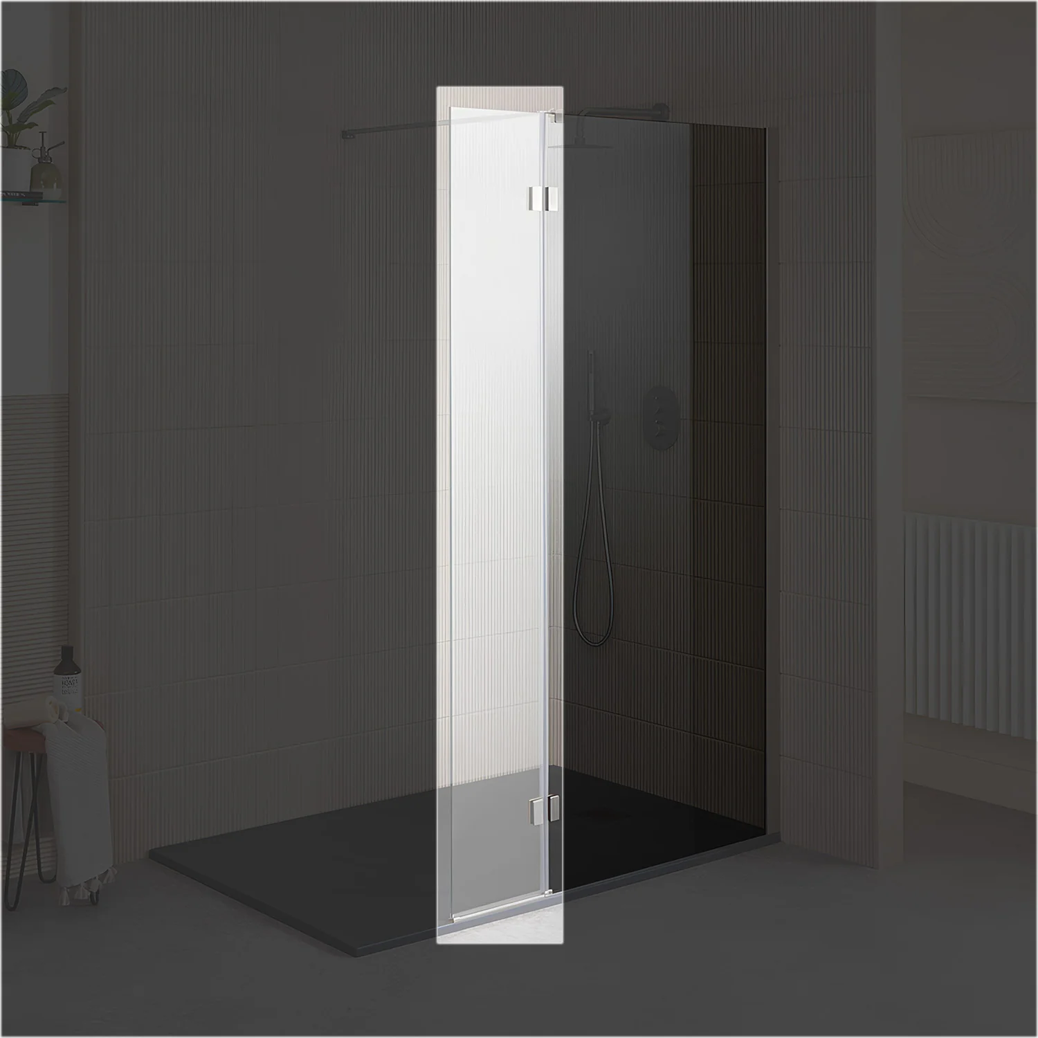 Verto 1950 x 400mm Hinged Flipper Panel - Chrome - Image 3