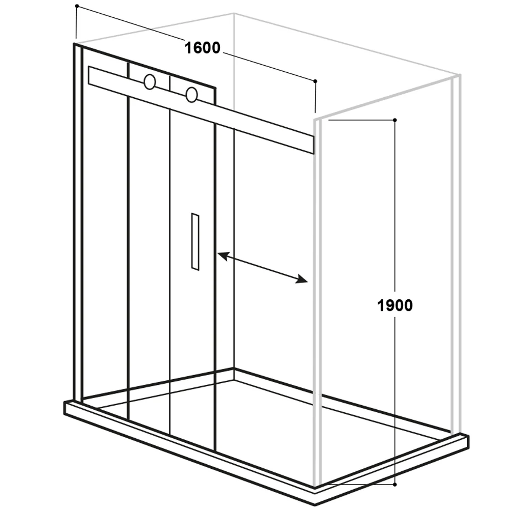 Vodas 8 Frameless Sliding Door Enclosure Pack - 1600 x 800 - Image 3