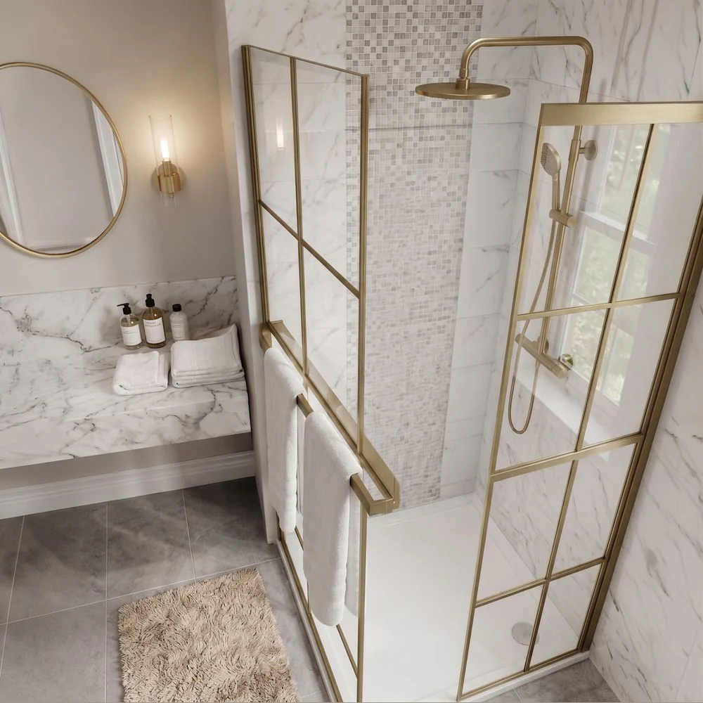 Wet room Panel Shelf - Brushed Brass