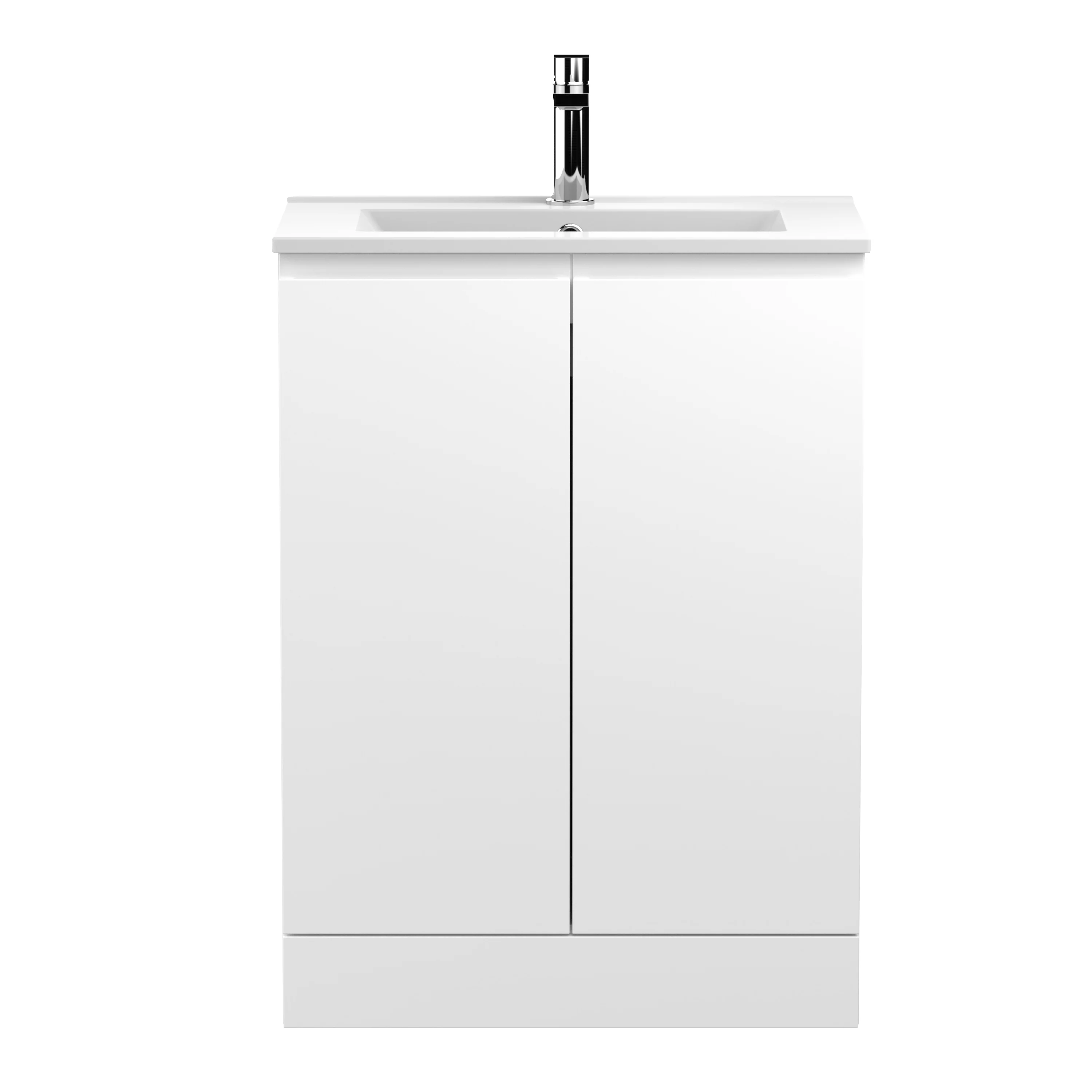 Hudson Reed Urban 600mm Floor Standing 2-Door Vanity Unit & Basin 2 - Satin White