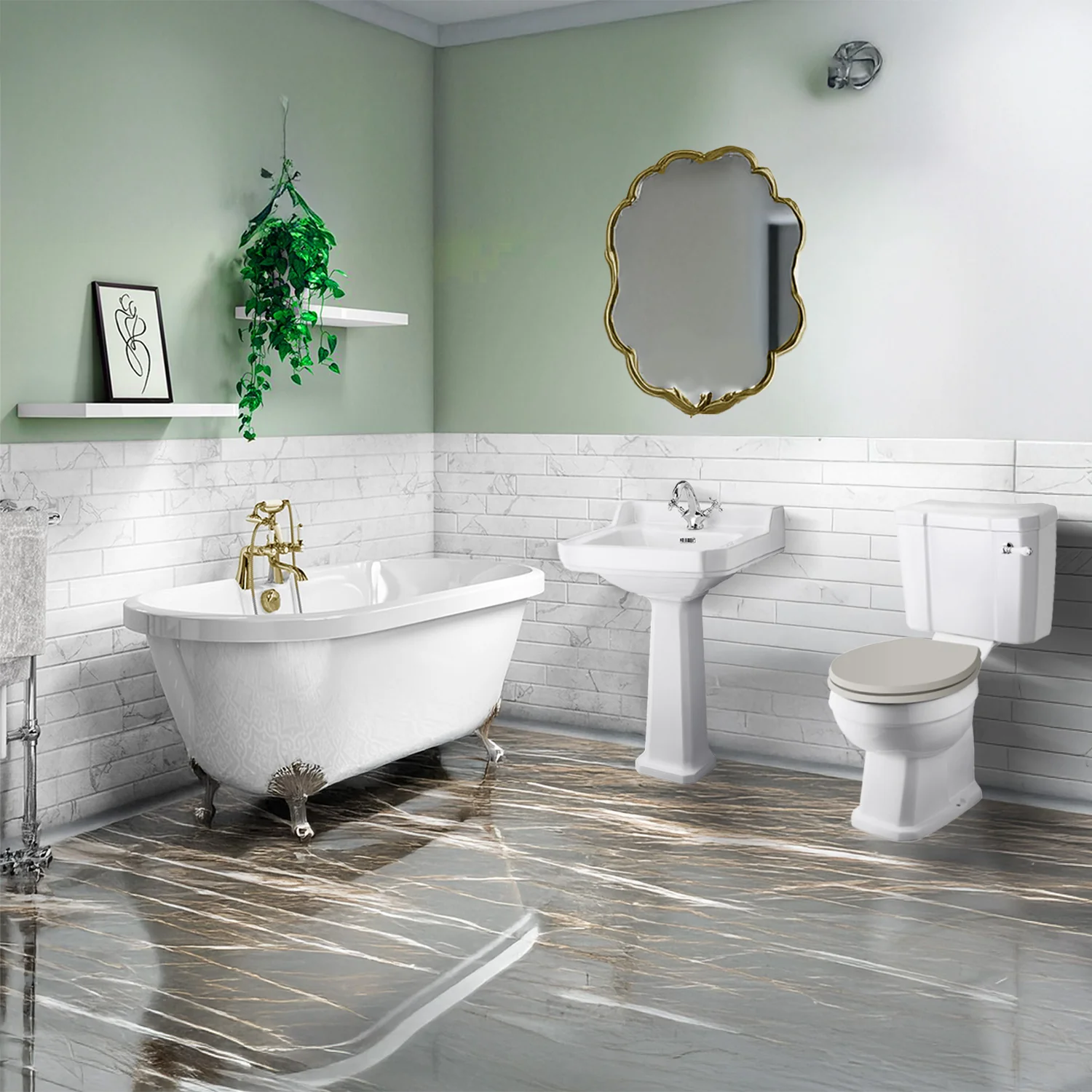 Wilmslow Traditional Freestanding Bathroom Suite with Basin Pedestal