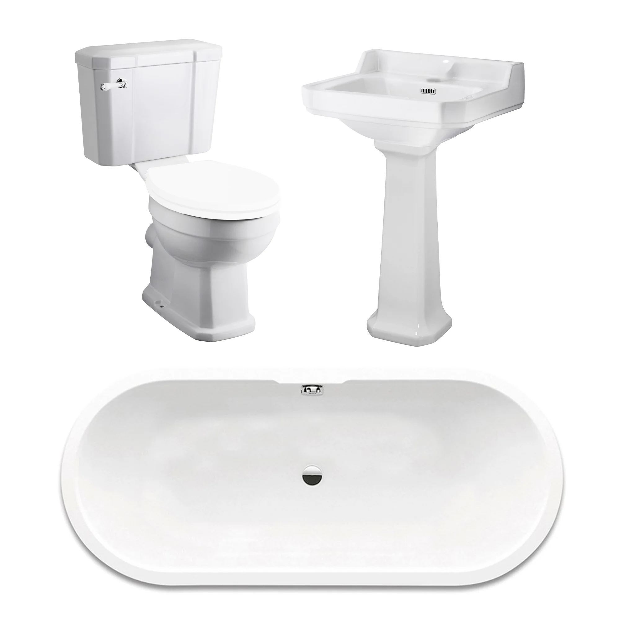 Wilmslow Traditional Freestanding Bathroom Suite with Basin Pedestal - Image 2
